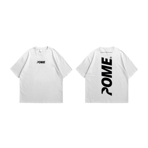 POME minimalist oversized tee with ascending back logo black