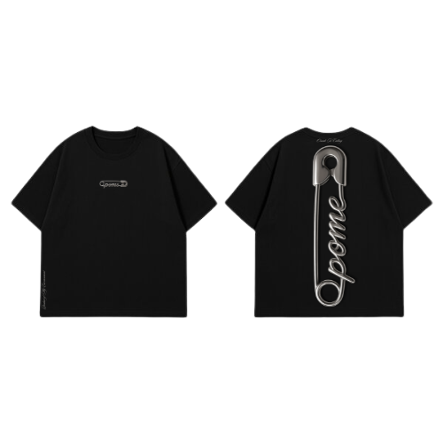 POME oversized tee safety pin graphic streetwear