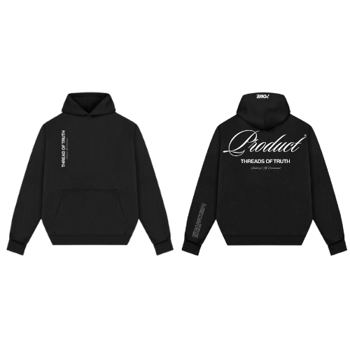 POME heavyweight black hoodie thread of truth streetwear